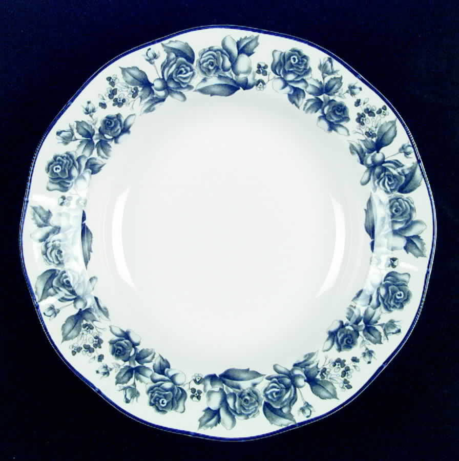 Blue Damask Large Rim Soup Bowl by Sango-1