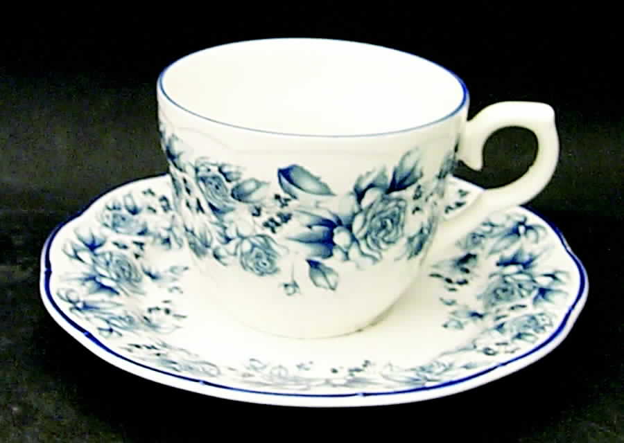 Blue Damask Flat Cup & Saucer Set by Sango-1
