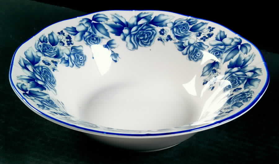 Blue Damask 9" Round Vegetable Bowl by Sango-1