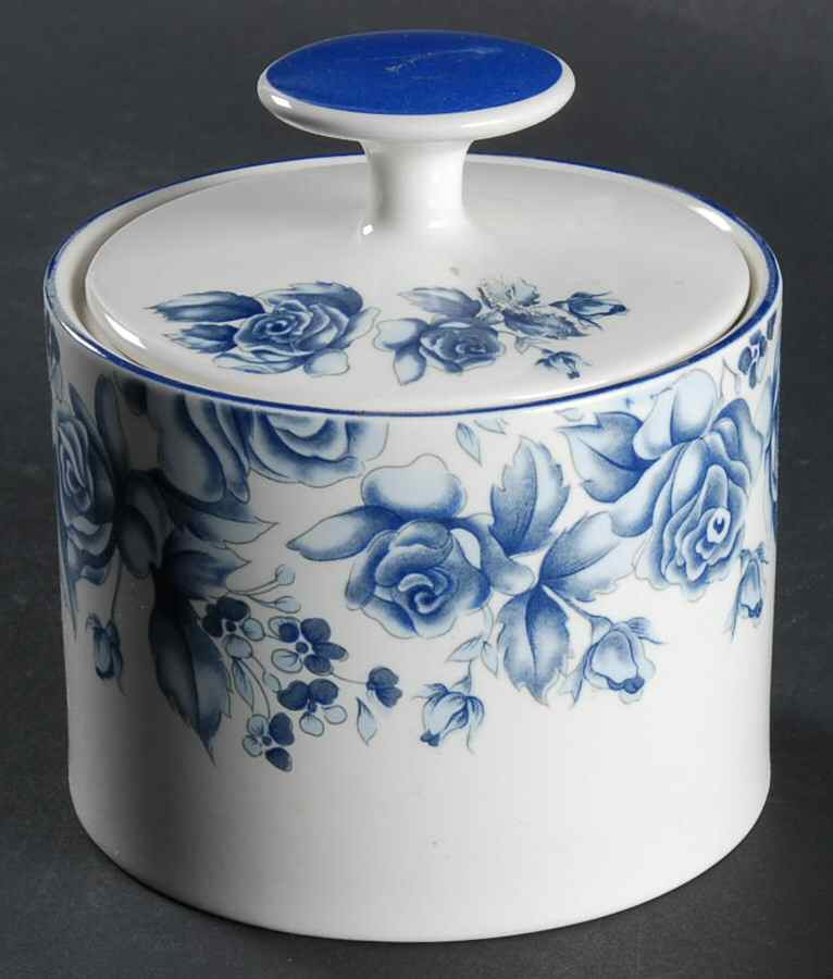 Blue Damask Sugar Bowl & Lid by Sango-1