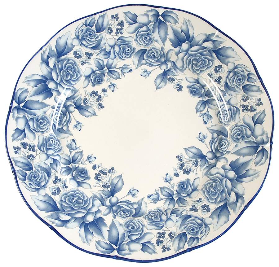 Blue Damask 12" Chop Plate (Round Platter) by Sango-1