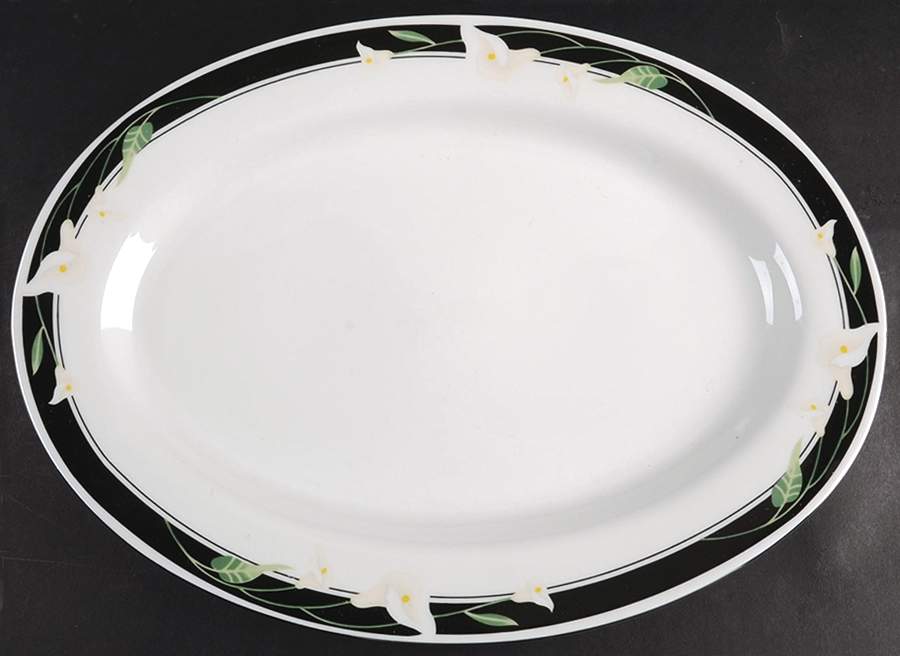 Black Fantasy 14" Oval Serving Platter by Sango-1