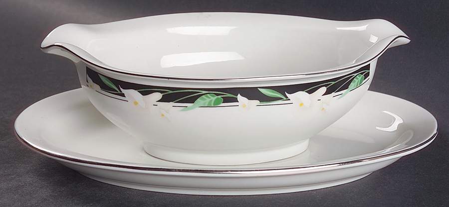 Black Fantasy Gravy Boat & Underplate by Sango-1