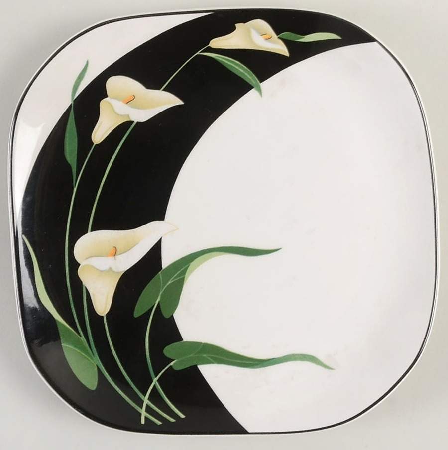 Black Lilies (Quadrille) Salad Plate by Sango-1
