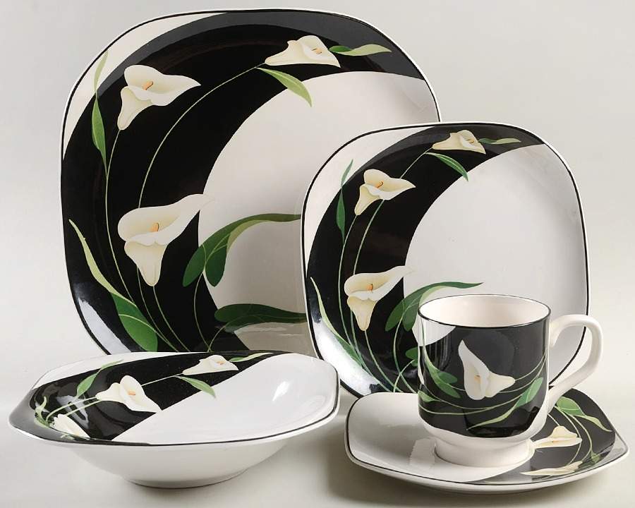 Black Lilies (Quadrille) 5 Piece Place Setting by Sango-1