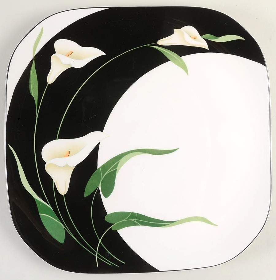 Black Lilies (Quadrille) 11" Chop Plate (Round Platter) by Sango-1