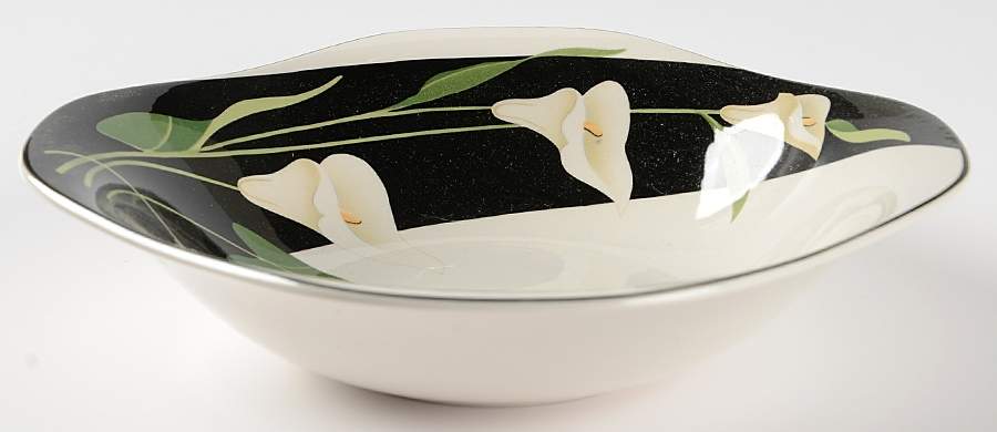 Black Lilies (Quadrille) 9" Round Vegetable Bowl by Sango-1