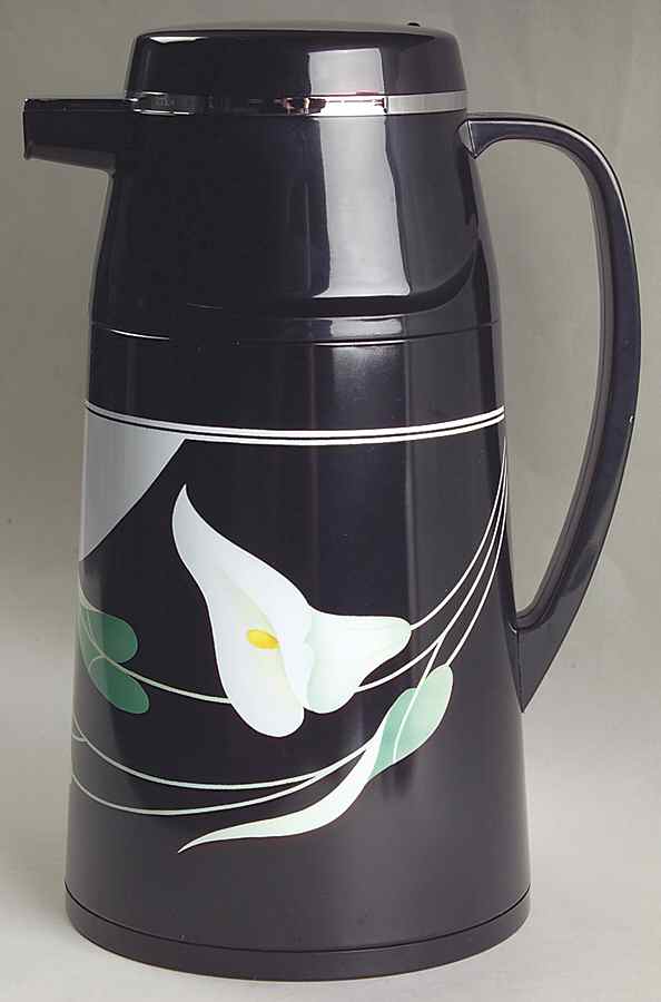Black Lilies (Quadrille) Plastic Thermos/Carafe & Lid by Sango-1