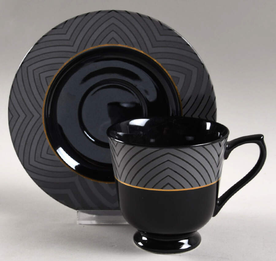 Black Magic Footed Cup & Saucer Set by Sango-1