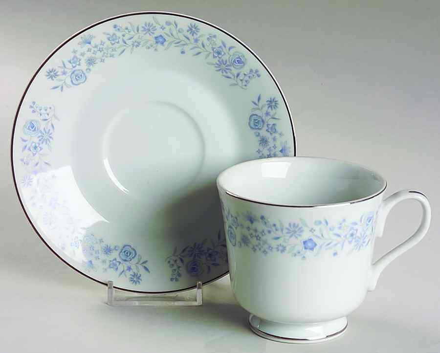Blue Mist Footed Cup & Saucer Set by Sango-1