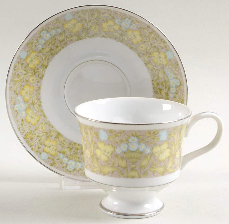 Blue Ridge Footed Cup & Saucer Set by Sango-1