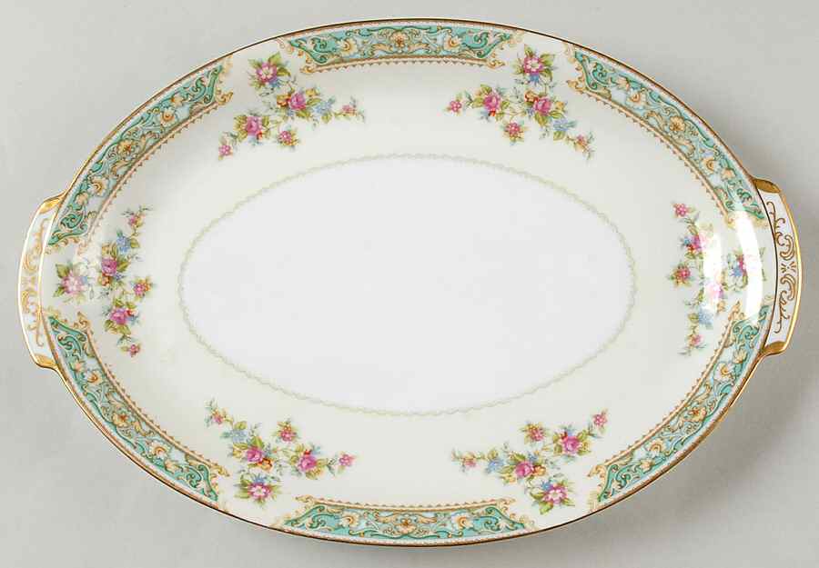 Blue Rose 12" Oval Serving Platter by Sango-1