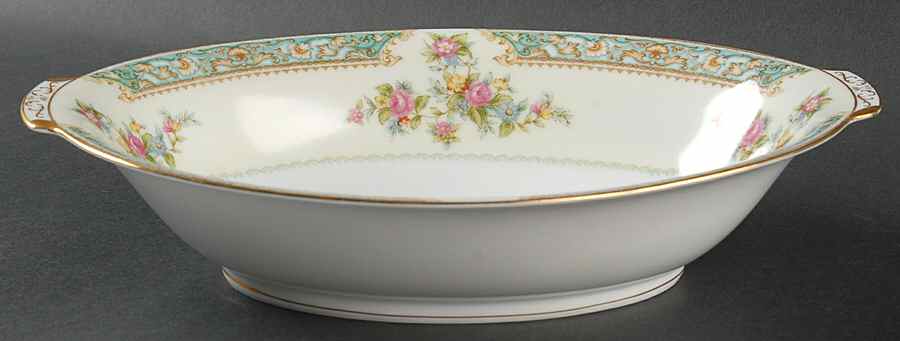 Blue Rose 10" Oval Vegetable Bowl by Sango-1