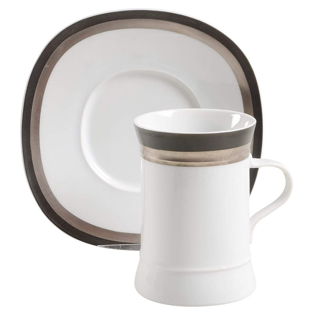 Black Satin Flat Cup & Saucer Set by Sango-1