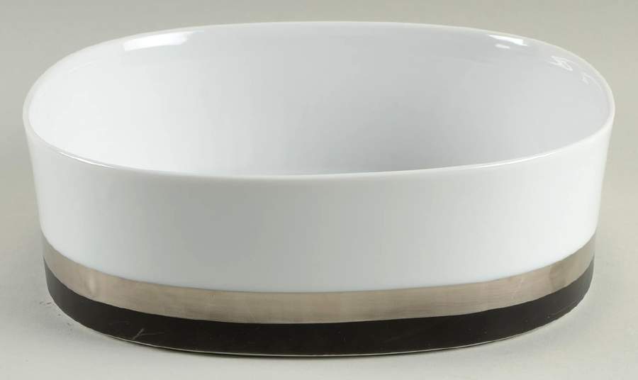 Black Satin 8" Round Vegetable Bowl by Sango-1