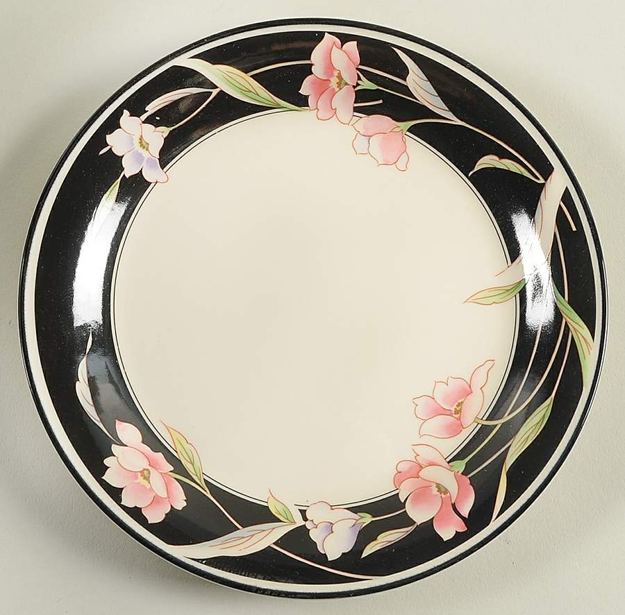 Black Satin Salad Plate by Sango-1