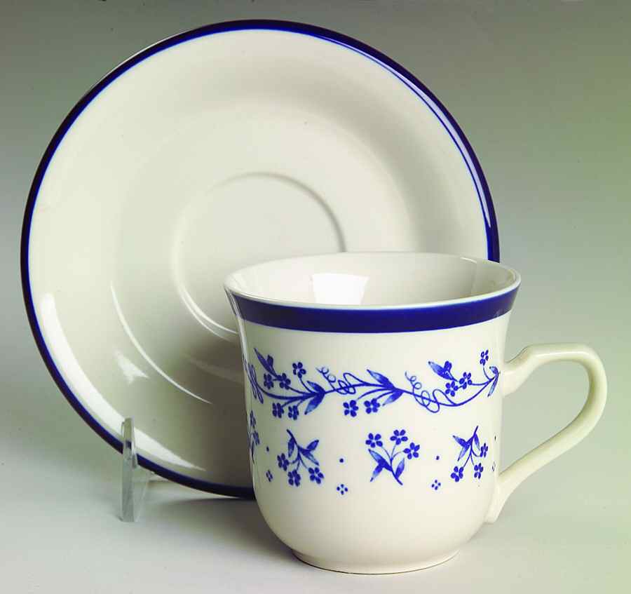 Bouquet Blue Flat Cup & Saucer Set by Sango-1