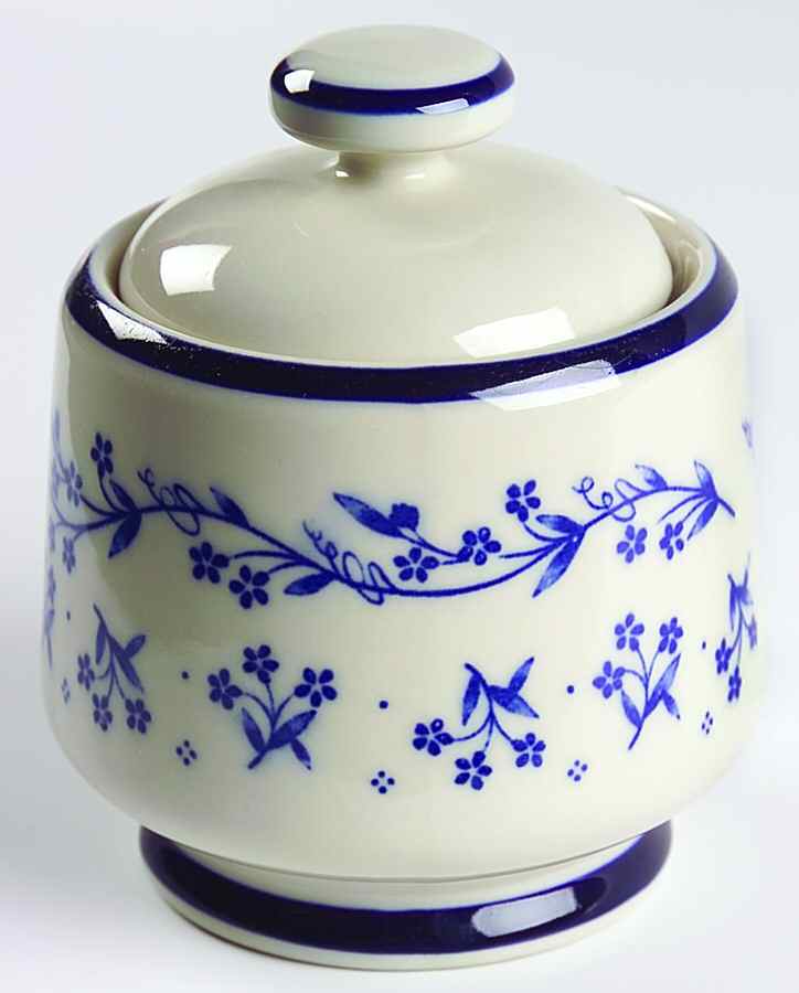 Bouquet Blue Sugar Bowl & Lid by Sango-1
