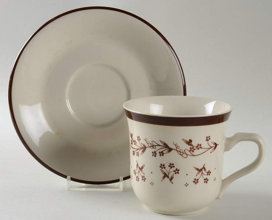 Bouquet Brown Flat Cup & Saucer Set by Sango-1