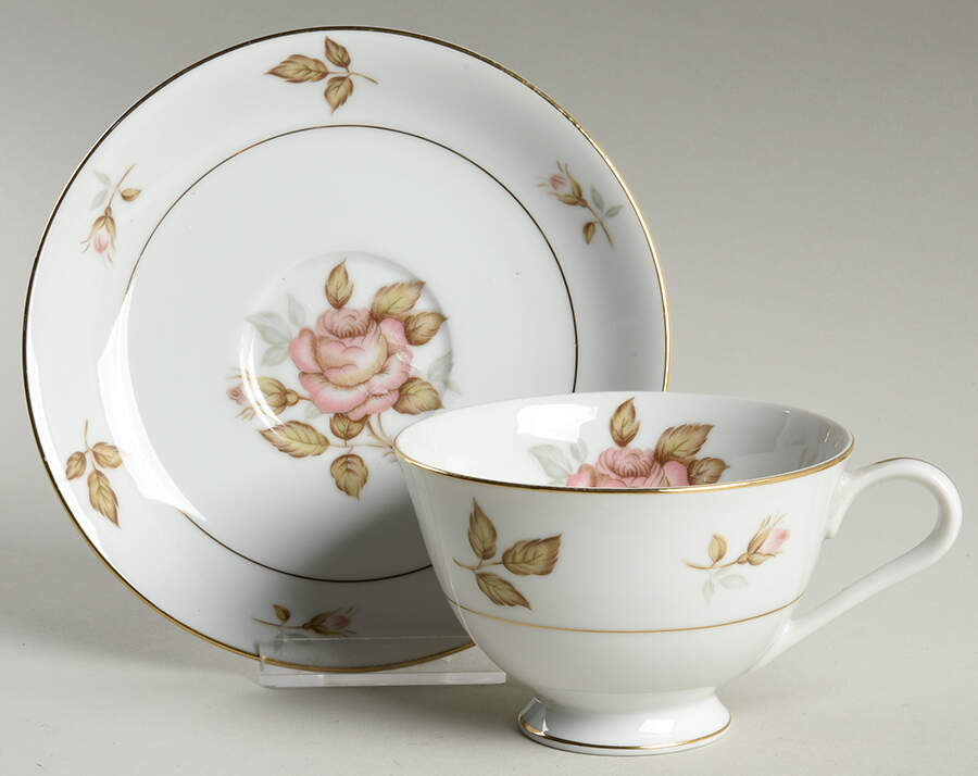 Bordeaux Rose Footed Cup & Saucer Set by Sango-1