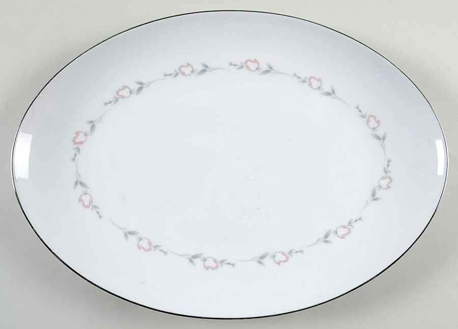 Bridal Rose 14" Oval Serving Platter by Sango-1