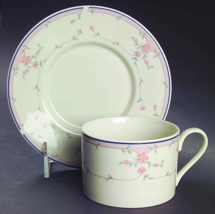 Bridal Rose Flat Cup & Saucer Set by Sango-1