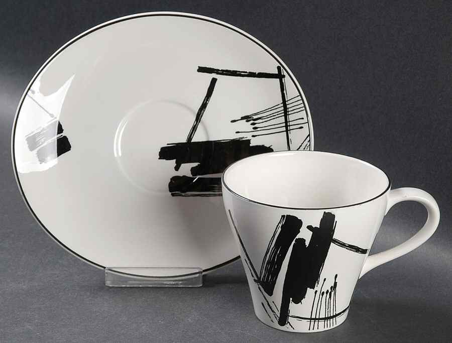 Calligraphy Flat Cup & Saucer Set by Sango-1