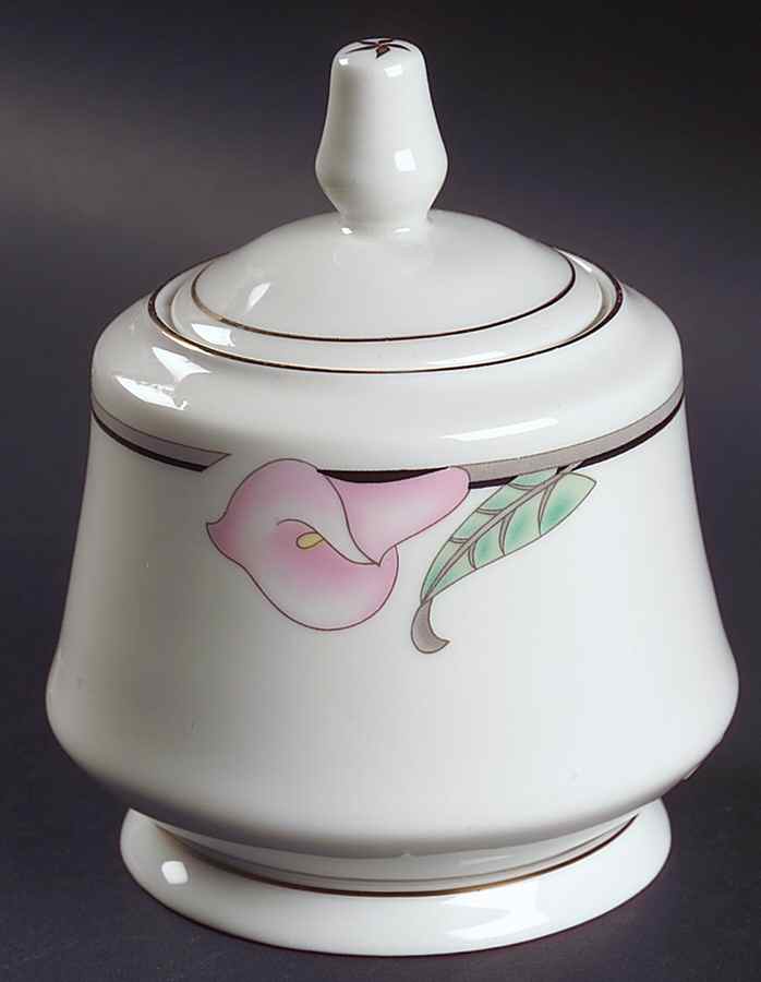 Calla Lily Pink Sugar Bowl & Lid by Sango-1