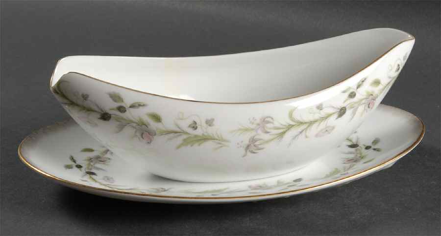 Canterbury (Gold Trim) Gravy Boat & Underplate/Relish by Sango-1