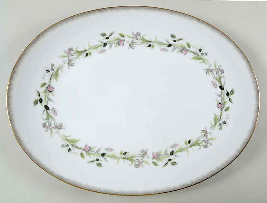 Canterbury (Gold Trim) 16" Oval Serving Platter by Sango-1
