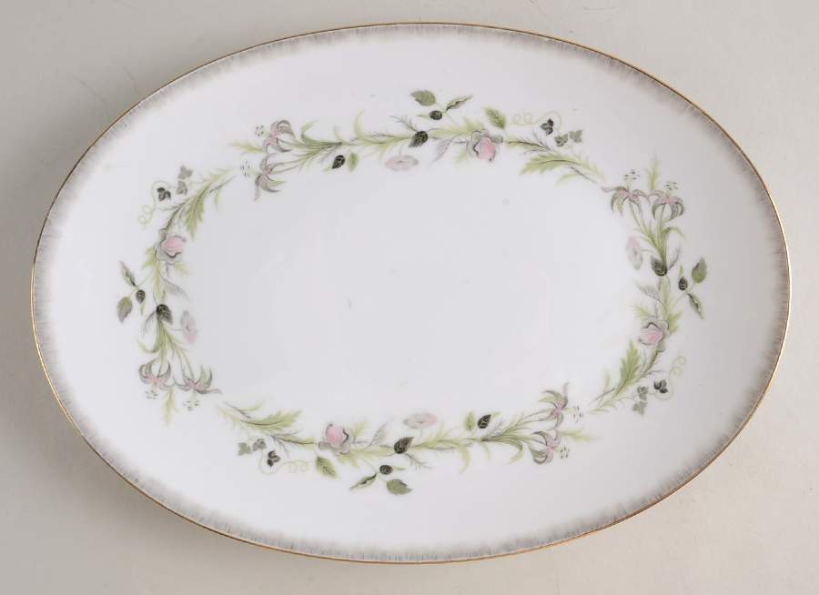 Canterbury (Gold Trim) 12" Oval Serving Platter by Sango-1
