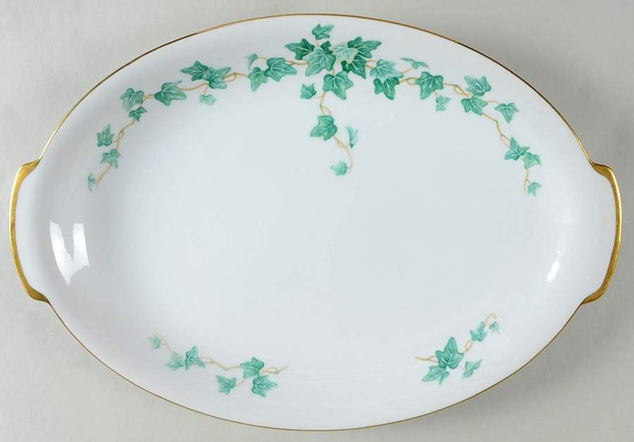 Caprice Green 15" Oval Serving Platter by Sango-1