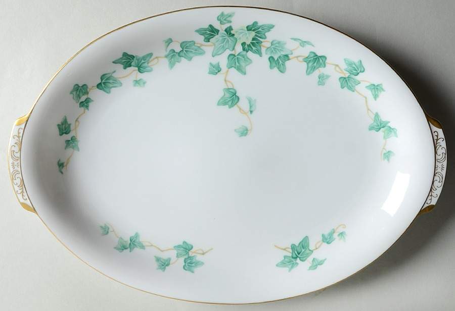 Caprice Green 14" Oval Serving Platter by Sango-1
