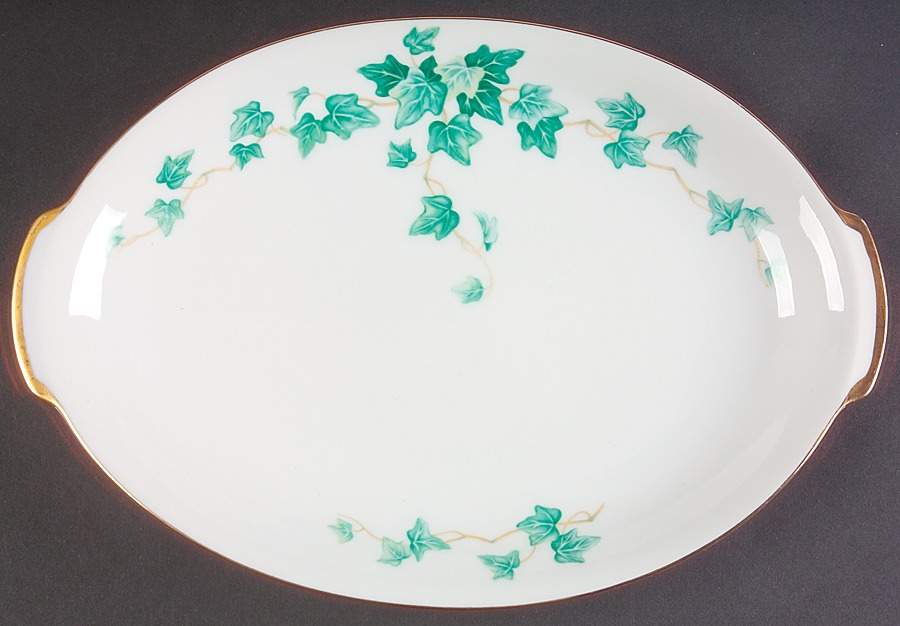 Caprice Green 12" Oval Serving Platter by Sango-1