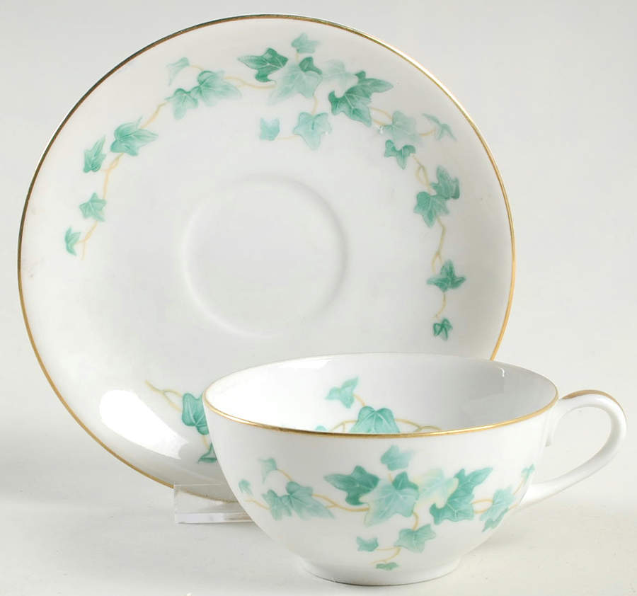 Caprice Green Flat Cup & Saucer Set by Sango-1