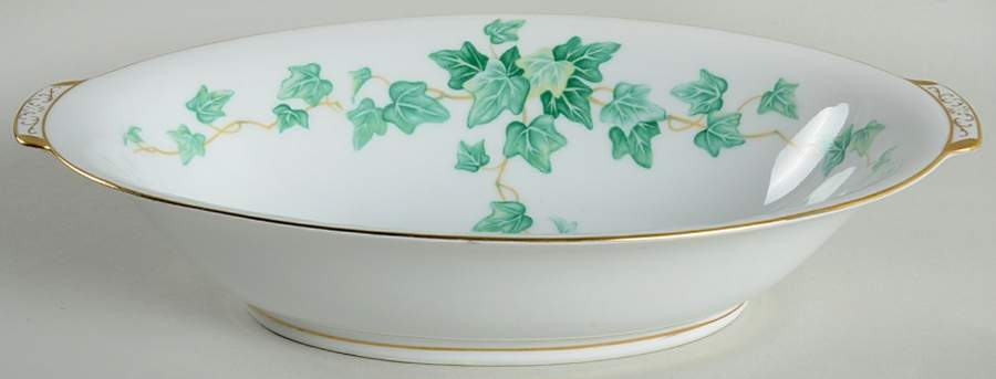 Caprice Green 10" Oval Vegetable Bowl by Sango-1