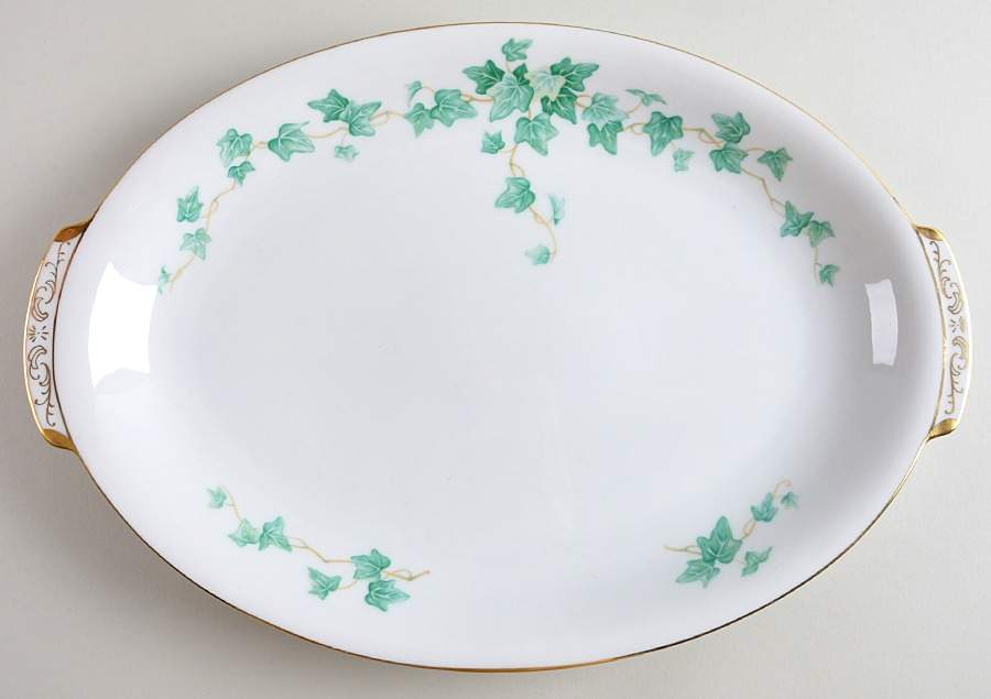 Caprice Green 15" Oval Serving Platter by Sango-1