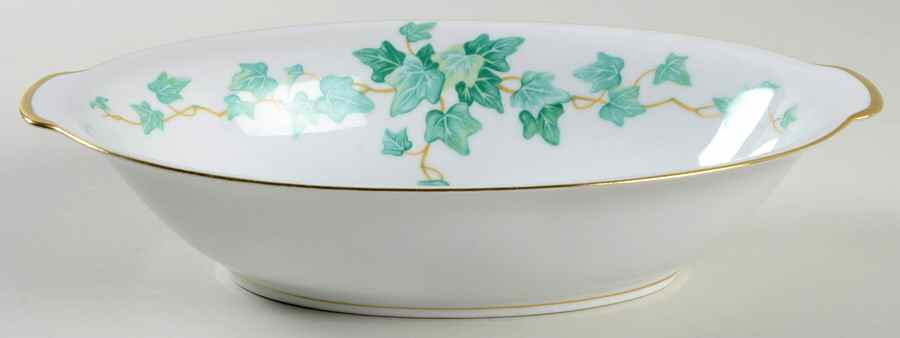 Caprice Green 10" Oval Vegetable Bowl by Sango-1