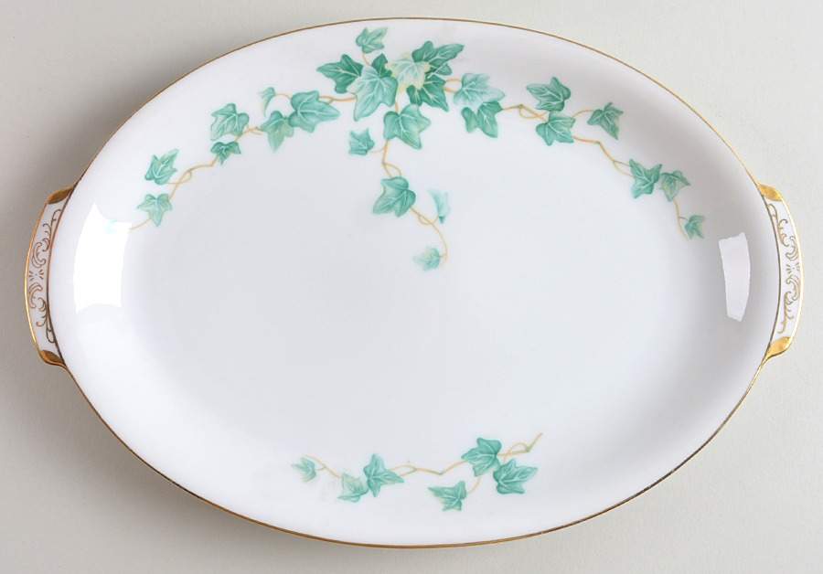 Caprice Green 12" Oval Serving Platter by Sango-1