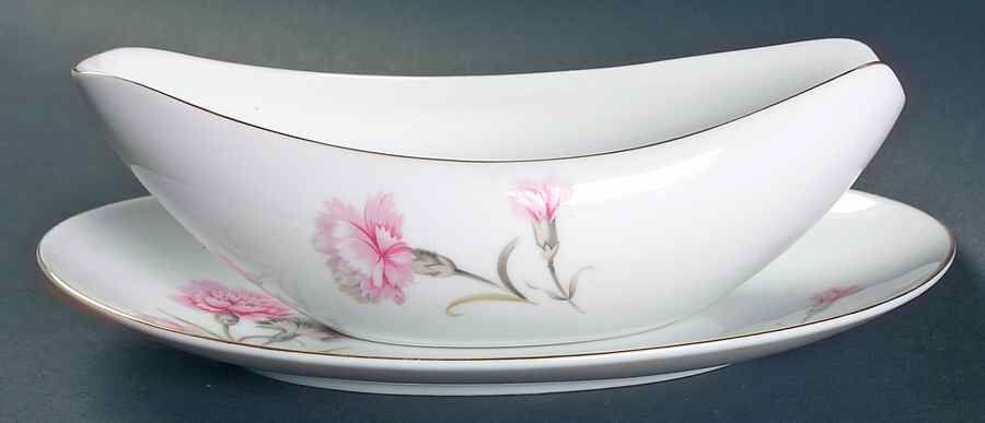 Carnation Gravy Boat & Underplate/Relish by Sango-1