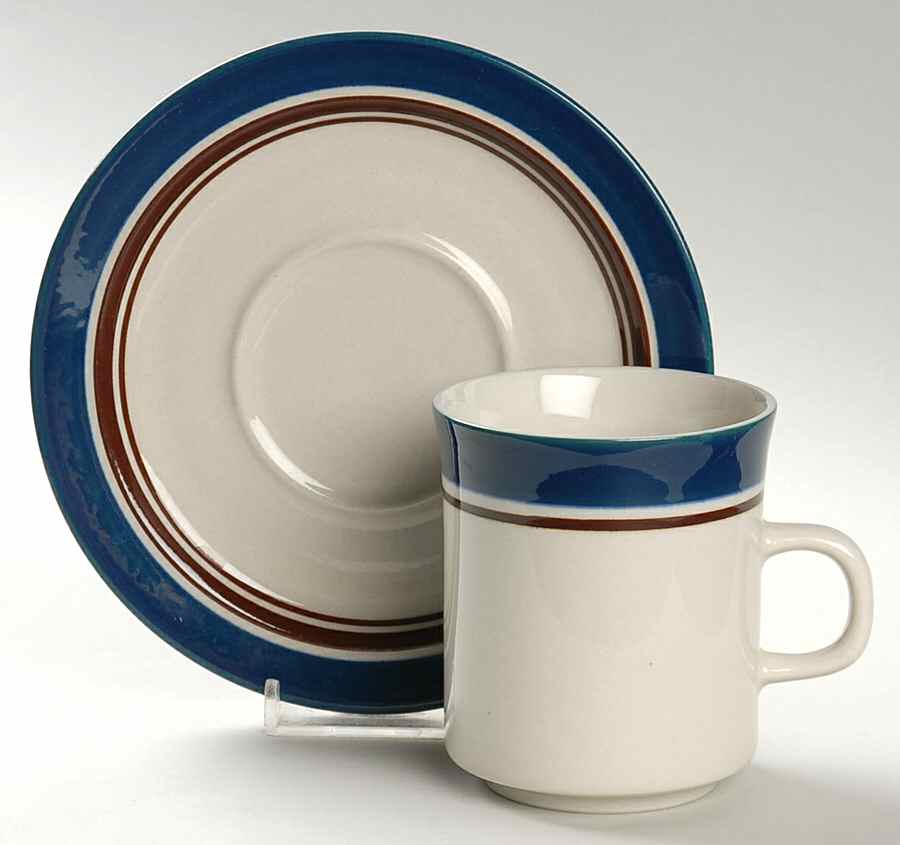 Carousel Blue Flat Cup & Saucer Set by Sango-1
