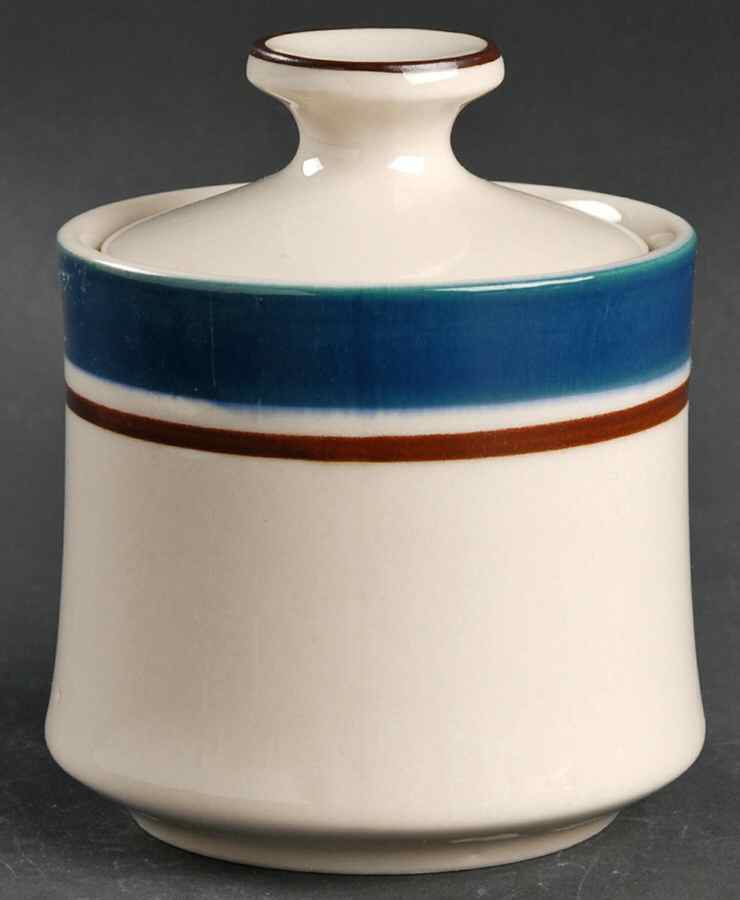 Carousel Blue Sugar Bowl & Lid by Sango-1