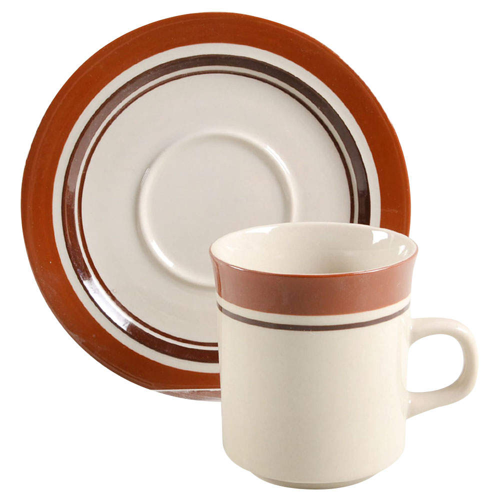 Carousel Sienna Brown Flat Cup & Saucer Set by Sango-1