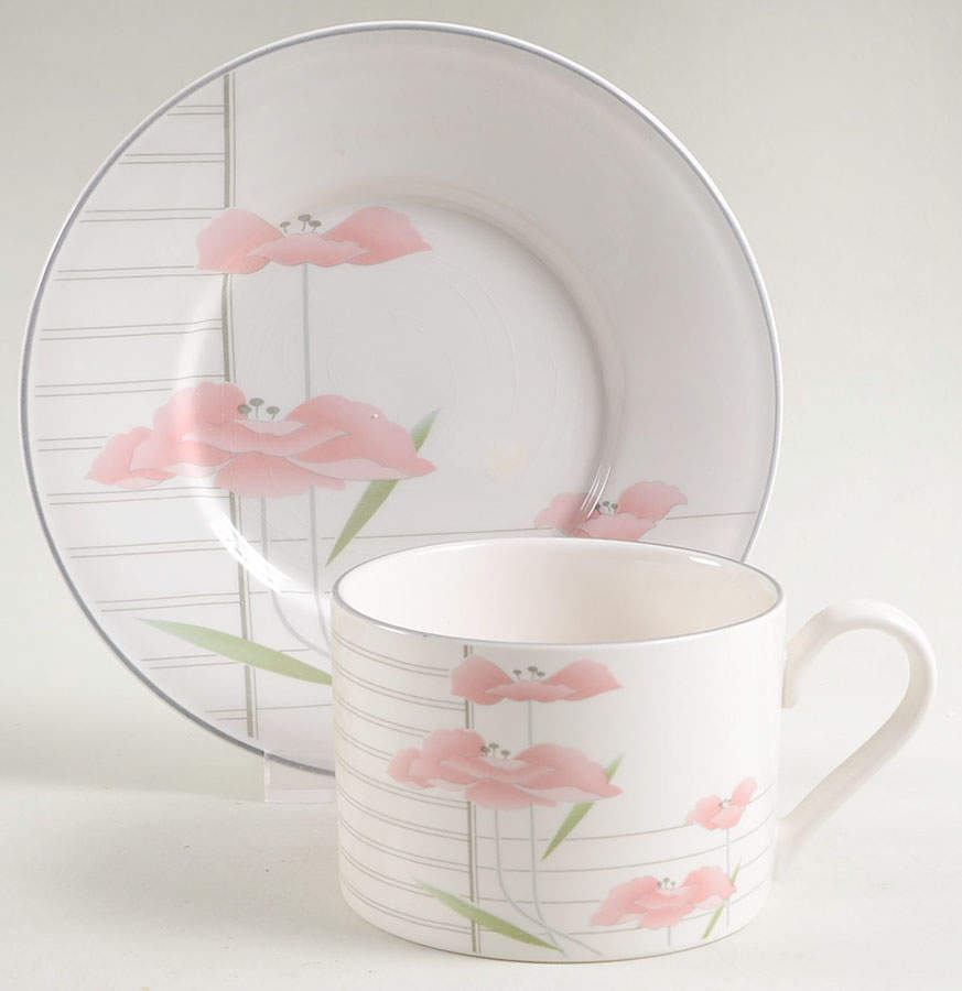 Charmante Flat Cup & Saucer Set by Sango-1