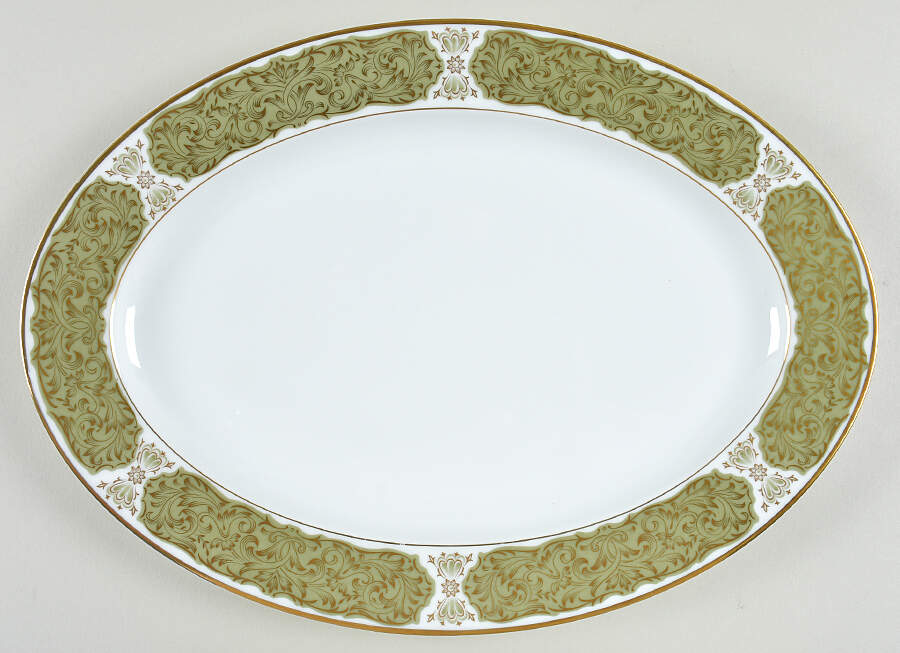 Chantilly (Gold Trim) 14" Oval Serving Platter by Sango-1