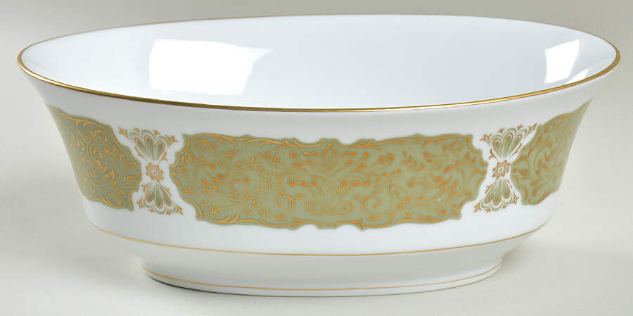 Chantilly (Gold Trim) 8" Oval Vegetable Bowl by Sango-1