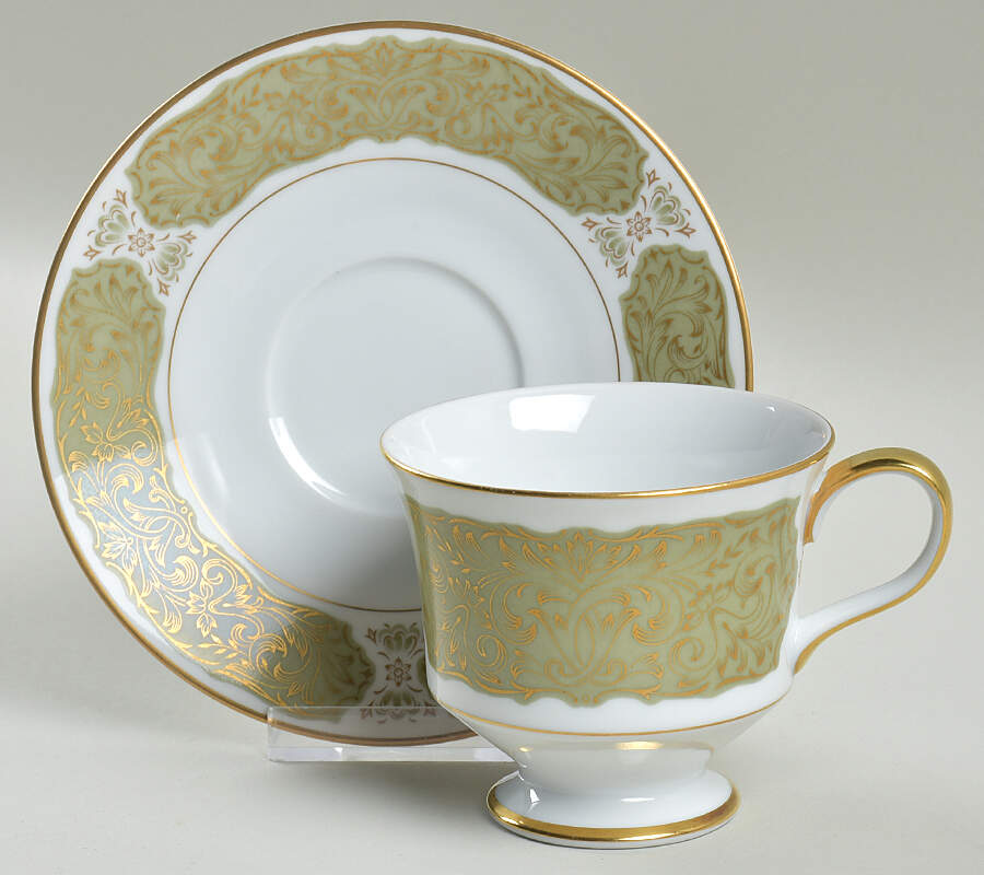 Chantilly (Gold Trim) Footed Cup & Saucer Set by Sango-1