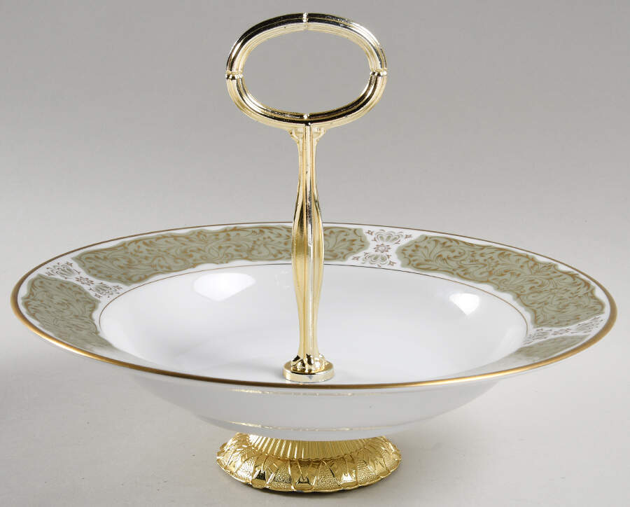 Chantilly (Gold Trim) 6"-7" Handled Footed Nut Dish HC by Sango-1