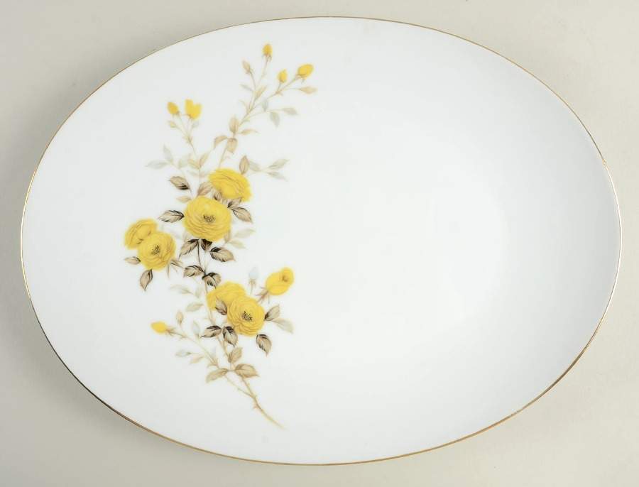 Charlote (Gold Trim) 13" Oval Serving Platter by Sango-1