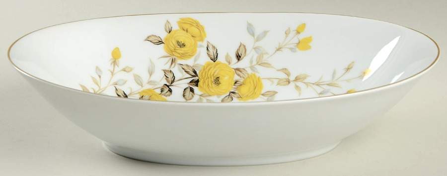 Charlote (Gold Trim) 10" Oval Vegetable Bowl by Sango-1
